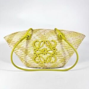 Loewe Paula's Ibiza Anagram Basket Small Bag 'Natural/Lime Green'